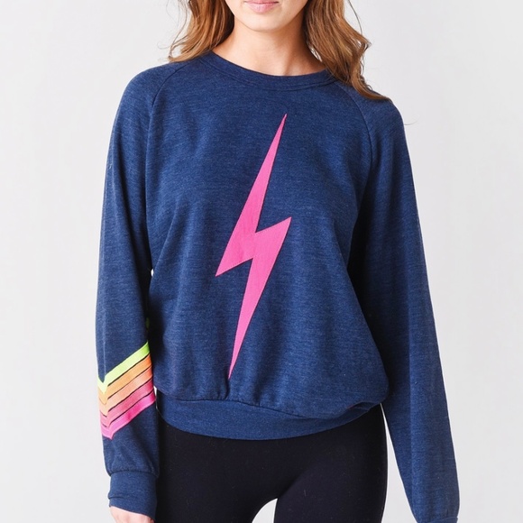 AVIATOR NATION WOMEN'S BOLT STITCH CHEVRON 5 CREW SWEATSHIRT - Picture 1 of 5